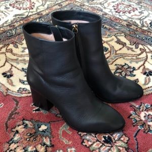 JCrew Sadie Stacked Heel Black Leather Boots 8